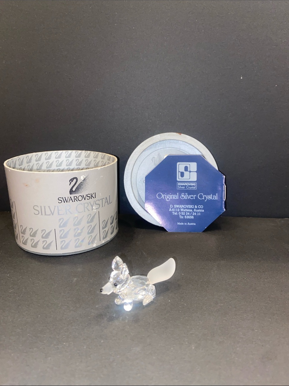 Swarovski Clear Crystal Small Fox Figurine with Frosted Tail